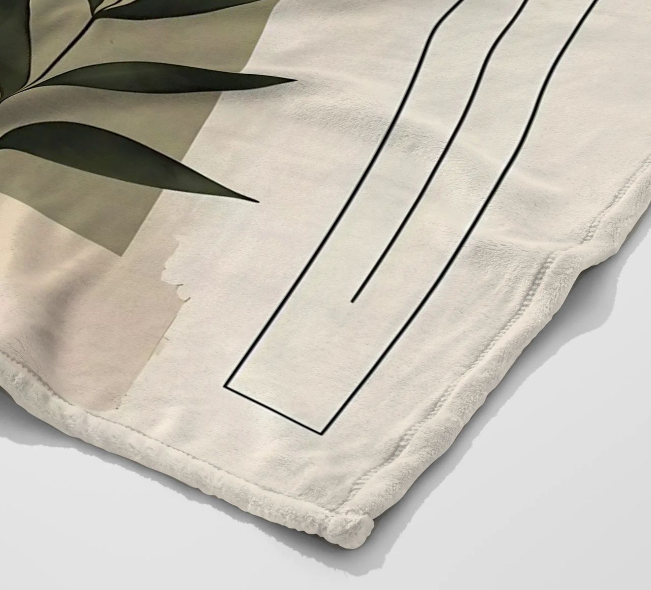 Geometrical elements with botanical composition fleece blanket by LaylaOzHome
