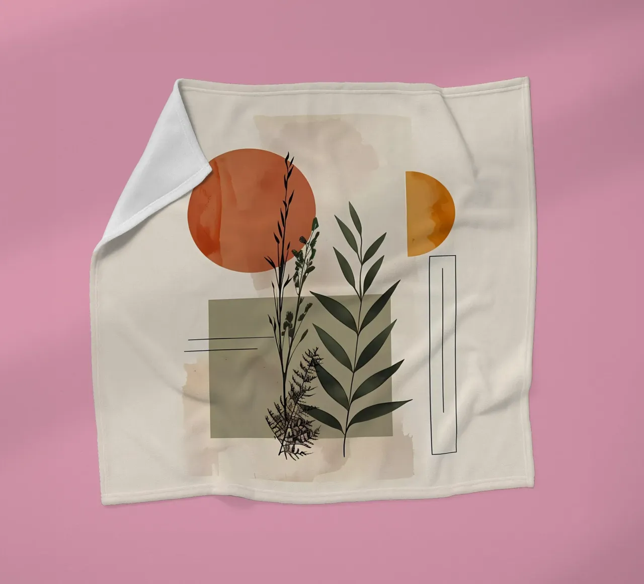Geometrische Elemente mit botanischer Komposition Fleecedecke von LaylaOzHome