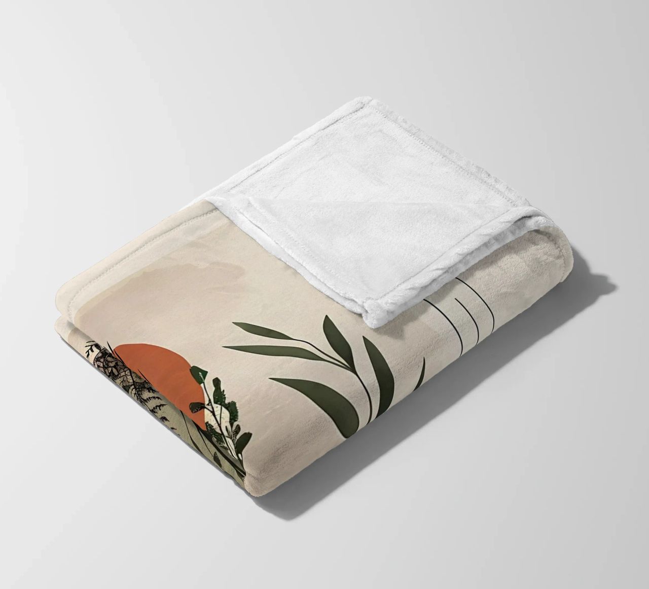 Geometrical elements with botanical composition fleece blanket by LaylaOzHome