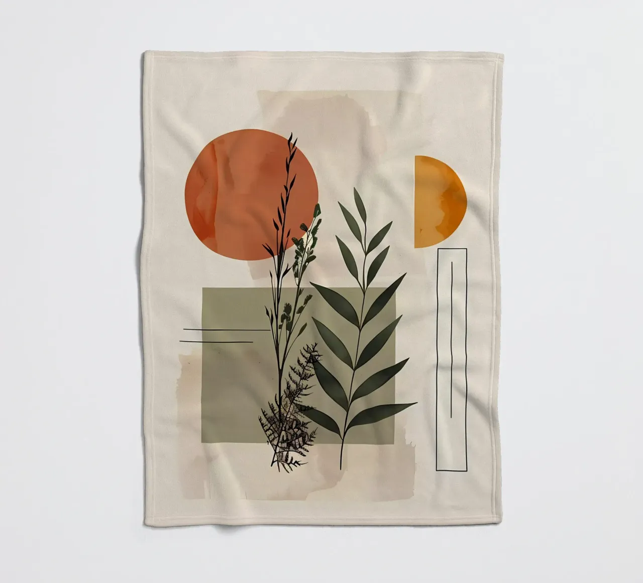 Geometrische Elemente mit botanischer Komposition Fleecedecke von LaylaOzHome