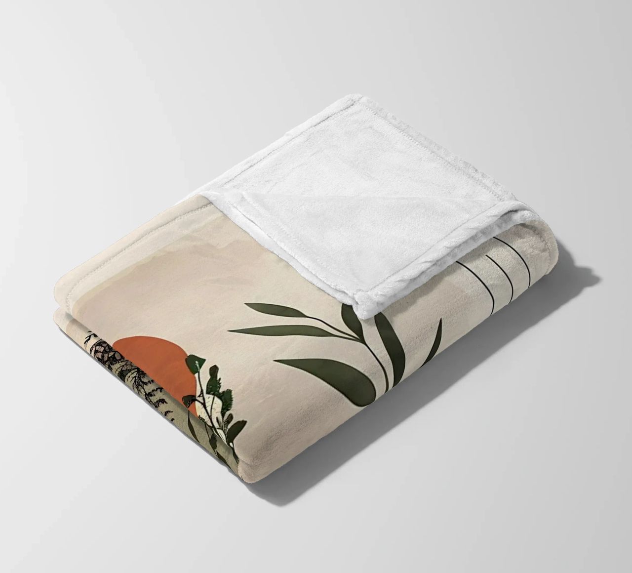 Geometrical elements with botanical composition fleece blanket by LaylaOzHome