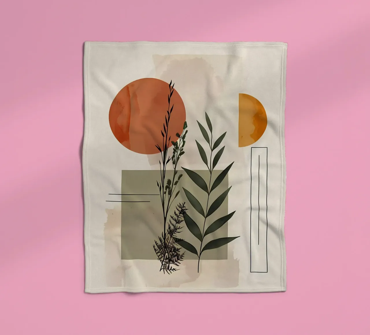 Geometrische Elemente mit botanischer Komposition Fleecedecke von LaylaOzHome