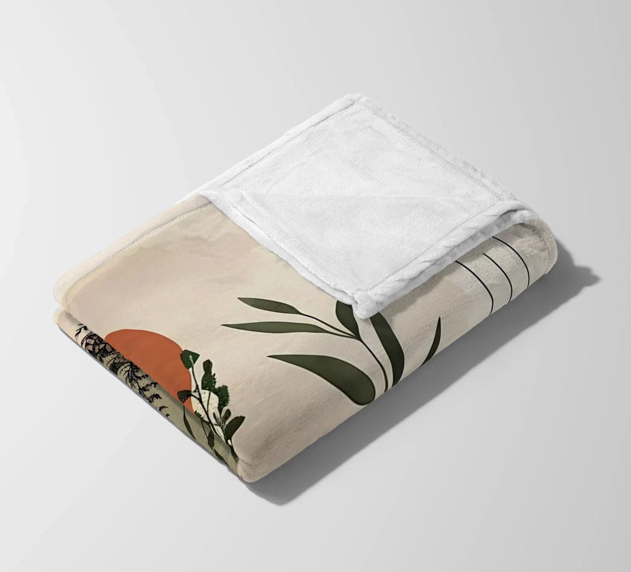 Geometrical elements with botanical composition fleece blanket by LaylaOzHome