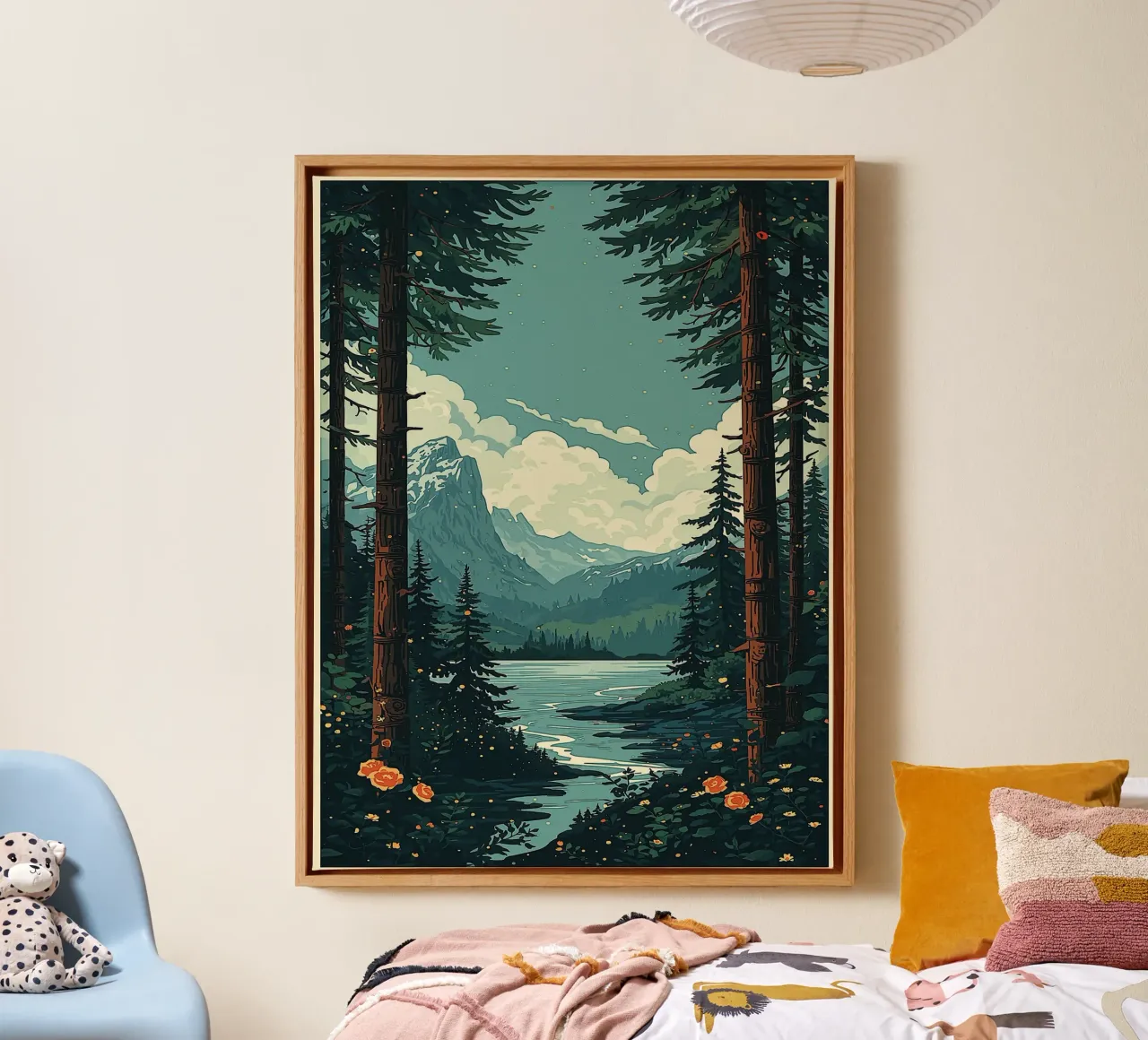 Whispers of the Pines canvas with Floater frame by van hellen
