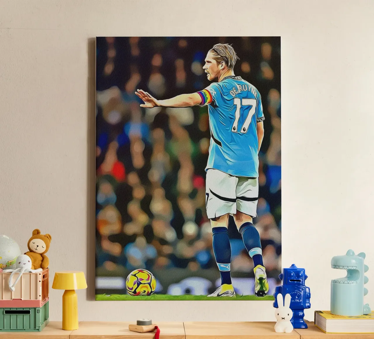 Kevin De Bruyne Maglia Manchester City Azione Pose tela con Cornice a cassetta da ArdanART