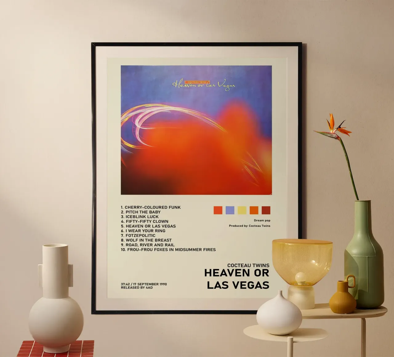 Cocteau Twins Heaven Las Vegas poster con telaio in legno da Roronoa7