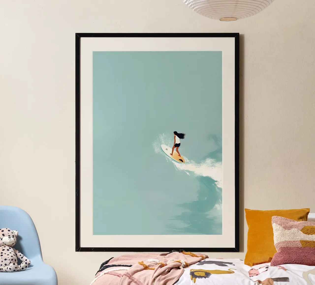 Solo Surfer on a Wave, Minimalist Art Print hahnemühle by dawnthesea
