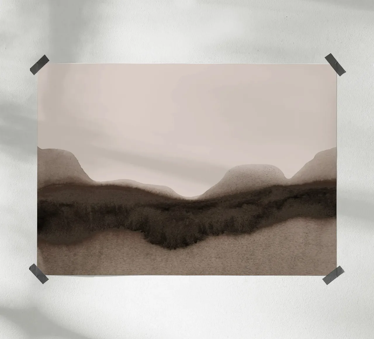 abstract moody landscape - brown poster con telaio in legno da IRIS LEHNHARDT FINE ART