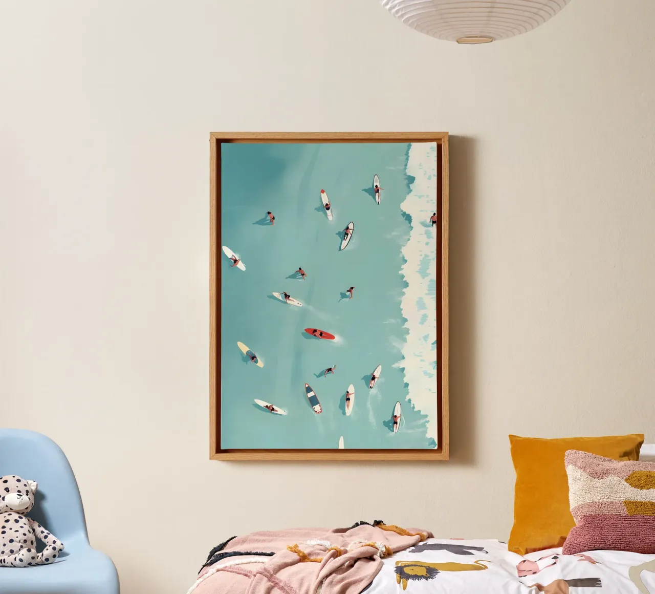 Aerial Surf View, Minimalist Surf Art canvas with Floater frame by dawnthesea