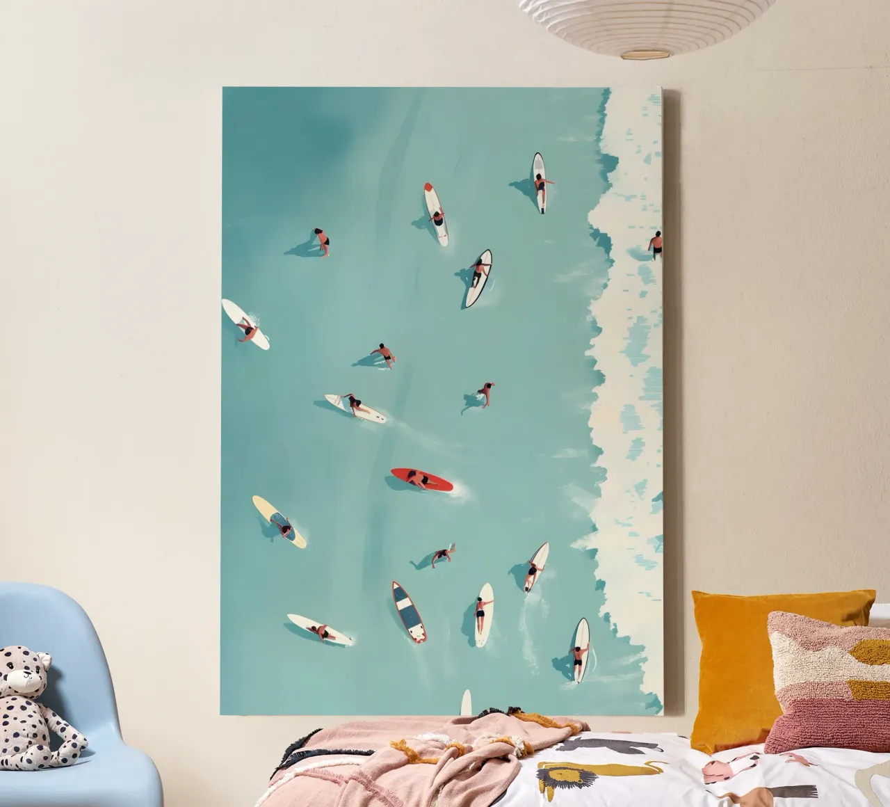 Aerial Surf View, Minimalist Surf Art canvas with Floater frame by dawnthesea