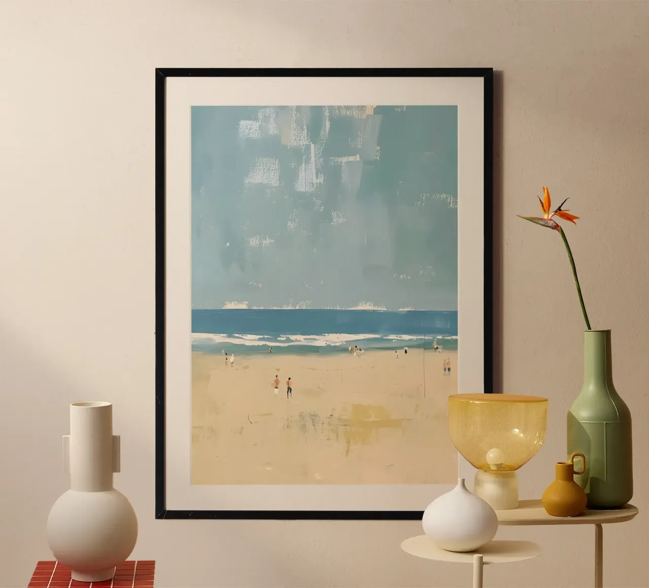 Scena impressionista sulla spiaggia, stampa d'arte costiera poster da dawnthesea