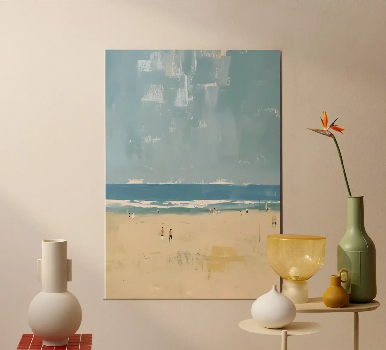 Scena impressionista sulla spiaggia, stampa d'arte costiera poster da dawnthesea
