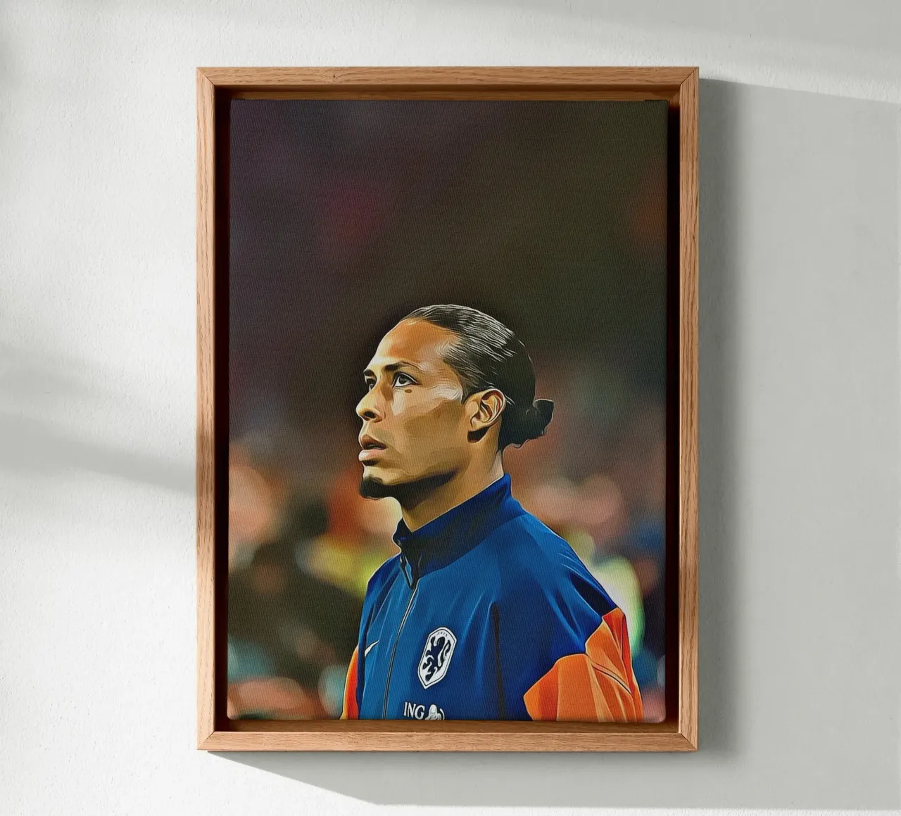 Virgil van Dijk Netherlands Training Jacket Portrait canvas with Floater frame by ArdanART