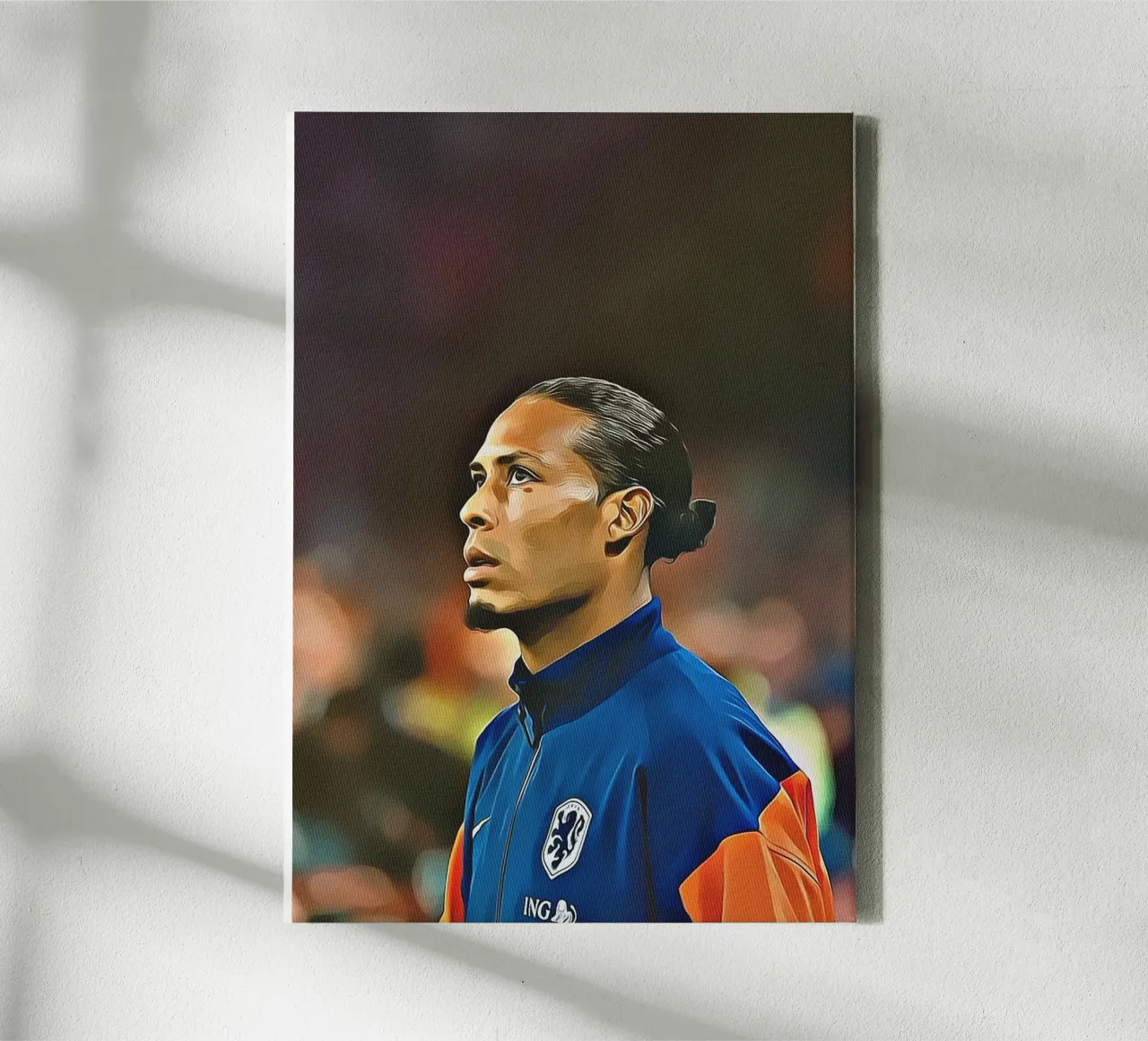 Virgil van Dijk Netherlands Training Jacket Portrait canvas with Floater frame by ArdanART