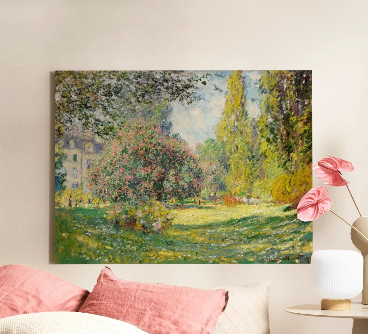 Il parco Monceau (1876) di Claude Monet tela con Cornice a cassetta da Jolie Prints