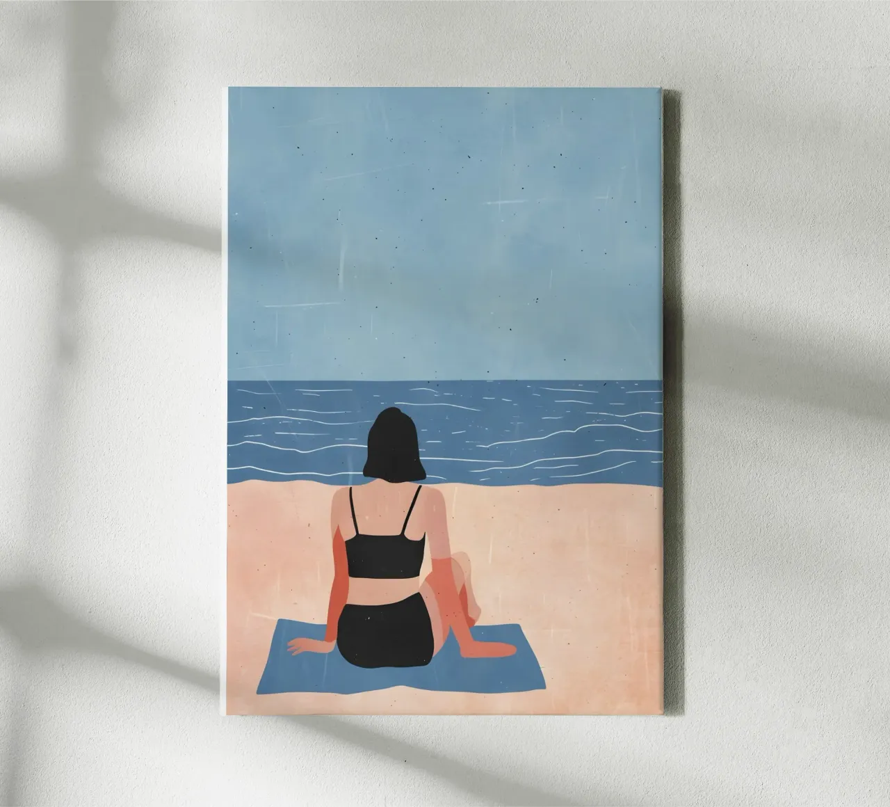 Solo-zonnebader, minimalistische strandkunst canvas met Baklijst van dawnthesea