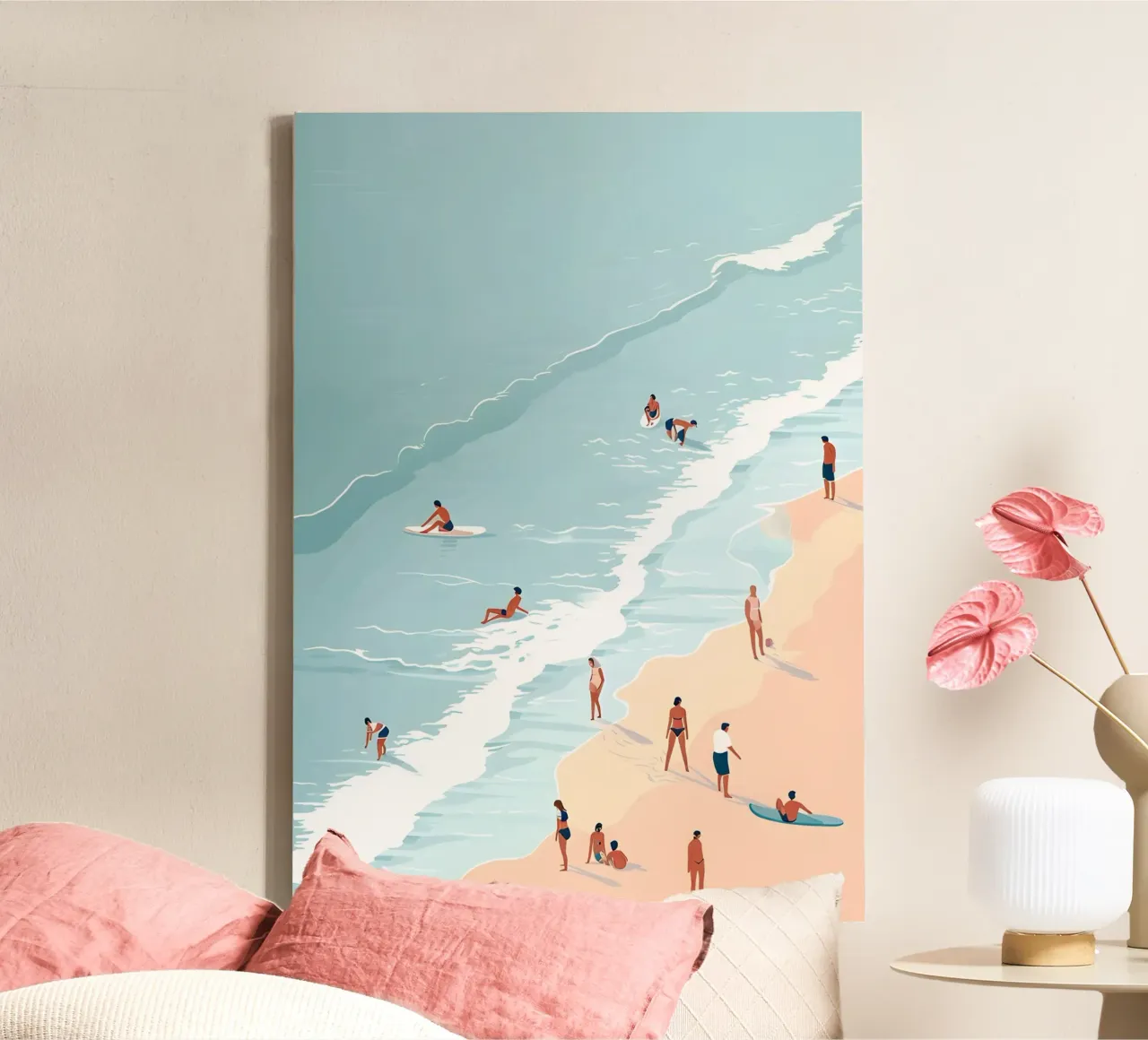 Scena aerea sulla spiaggia, arte costiera a pastello tela con Cornice a cassetta da dawnthesea