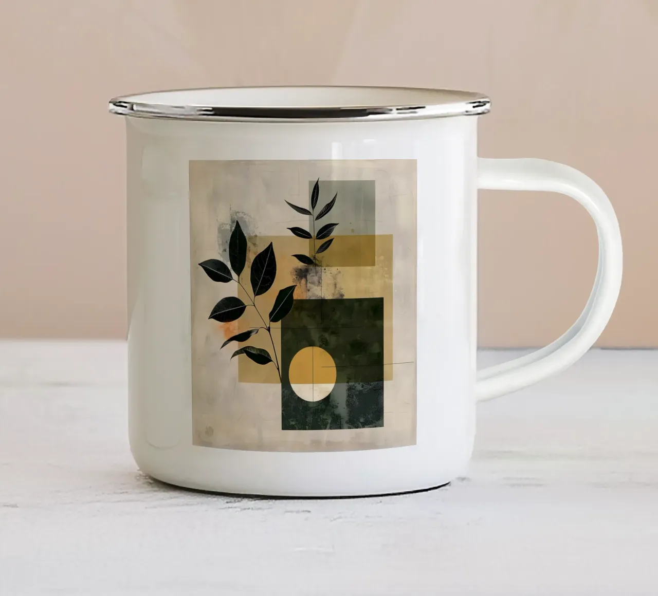 Geometria minimale con botanica tazza in smalto da LaylaOzHome
