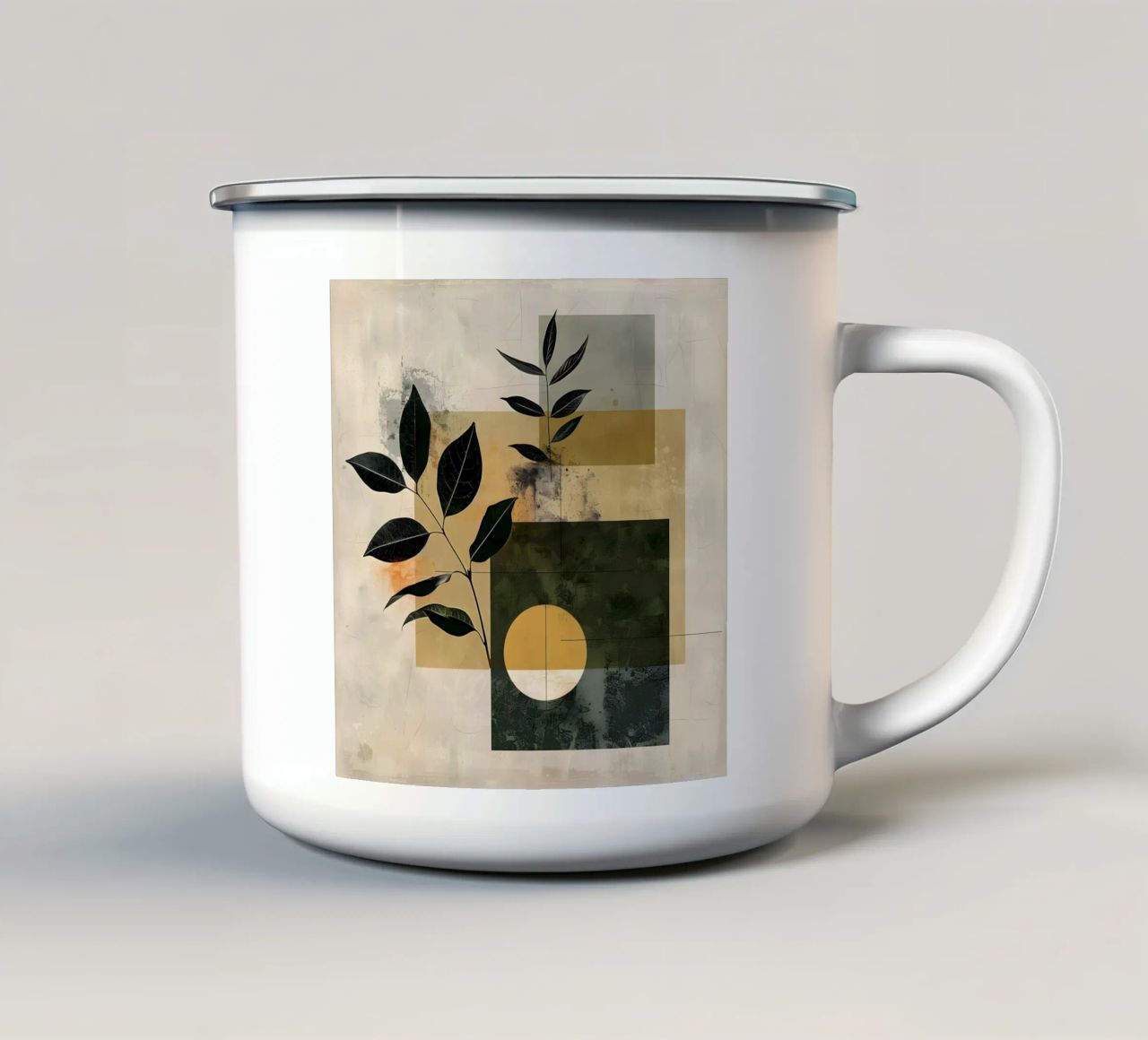 Minimal geometrisch mit Botanik Emaille Tasse von LaylaOzHome