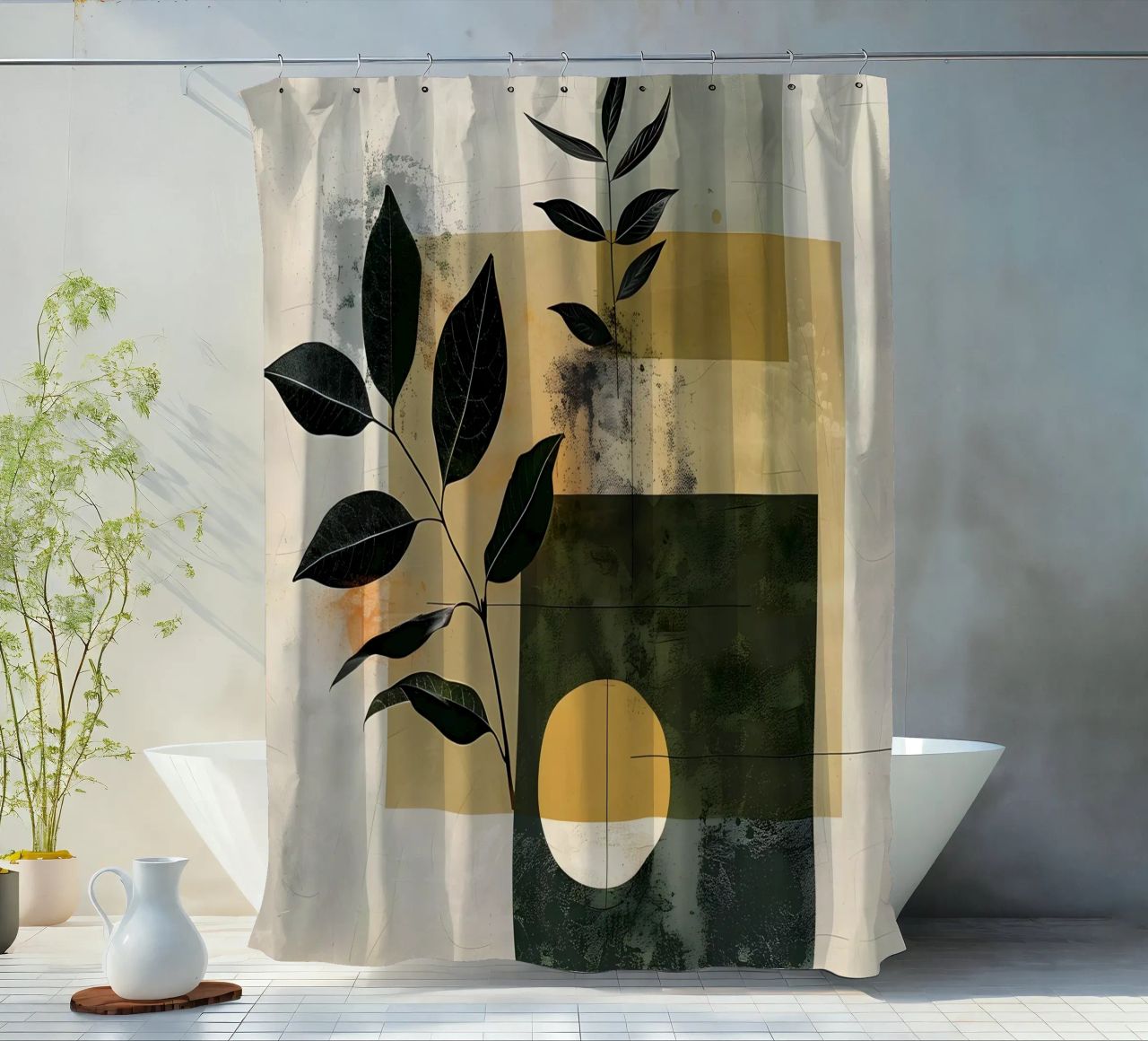 Minimal geometrisch mit Botanik Duschvorhang von LaylaOzHome