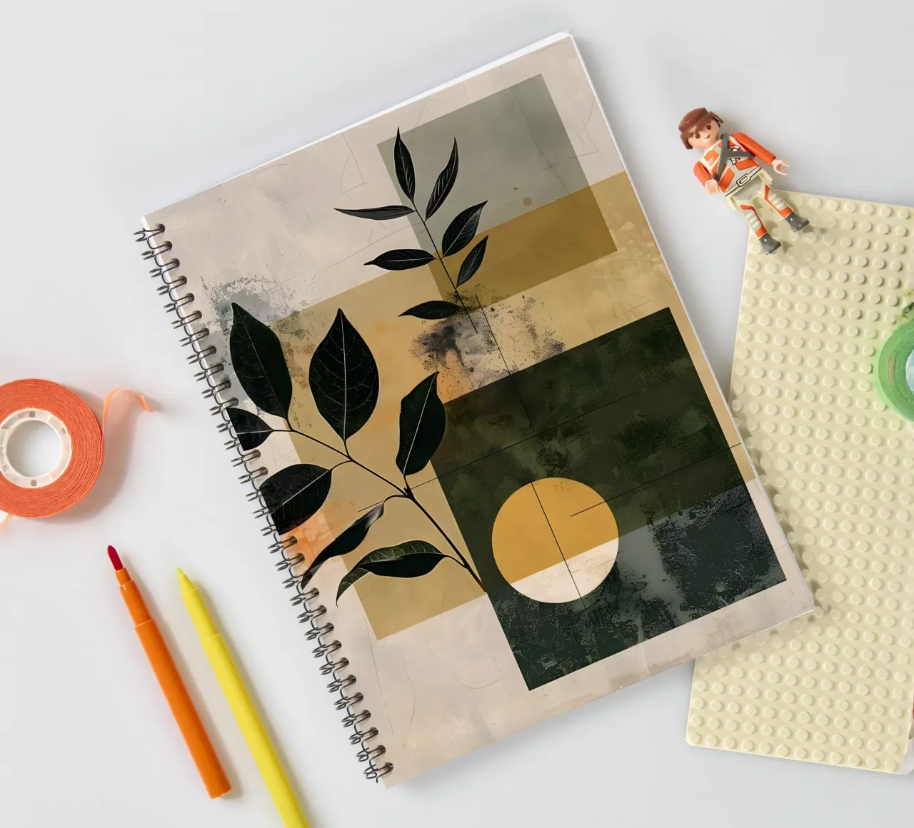 Minimal geometrical with botany spiral notebook by LaylaOzHome