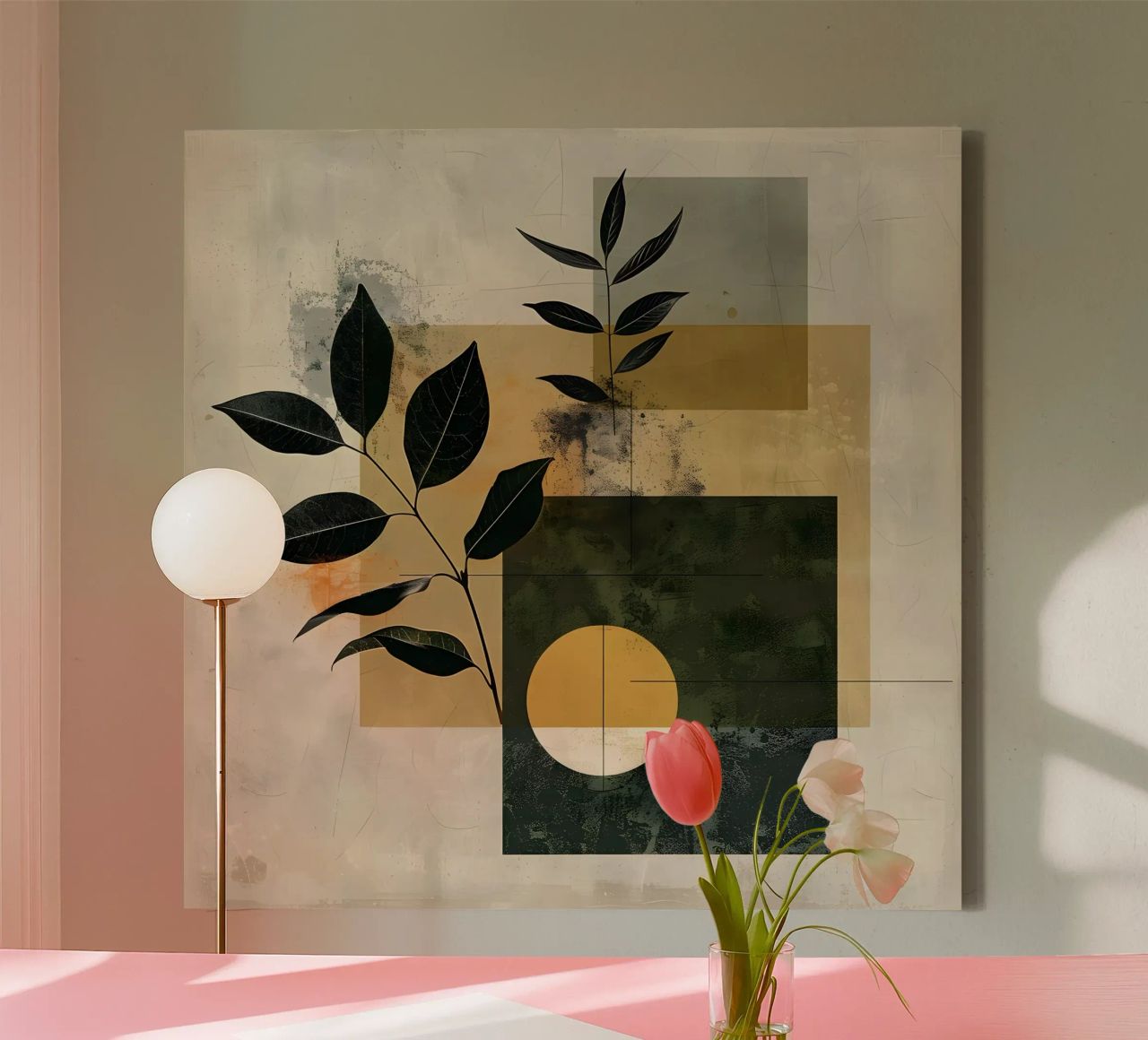 Minimal geometrisch mit Botanik Leinwand von LaylaOzHome