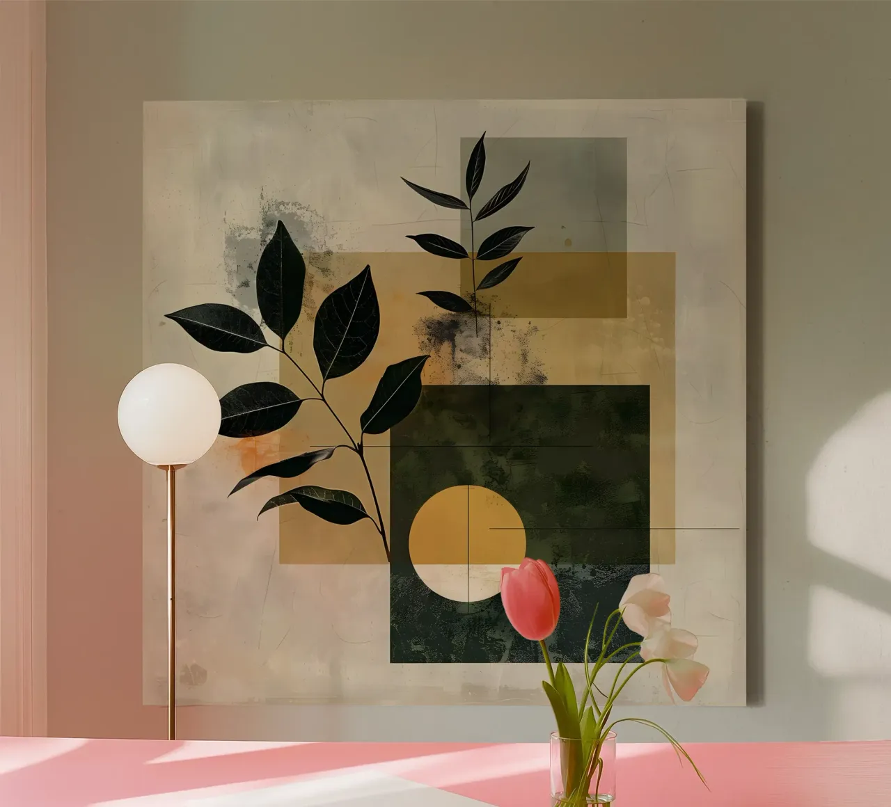 Minimaal geometrisch met plantkunde canvas van LaylaOzHome