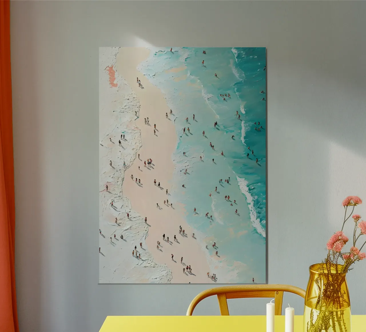 Strand in de lucht, kustschilderij met textuur poster van dawnthesea