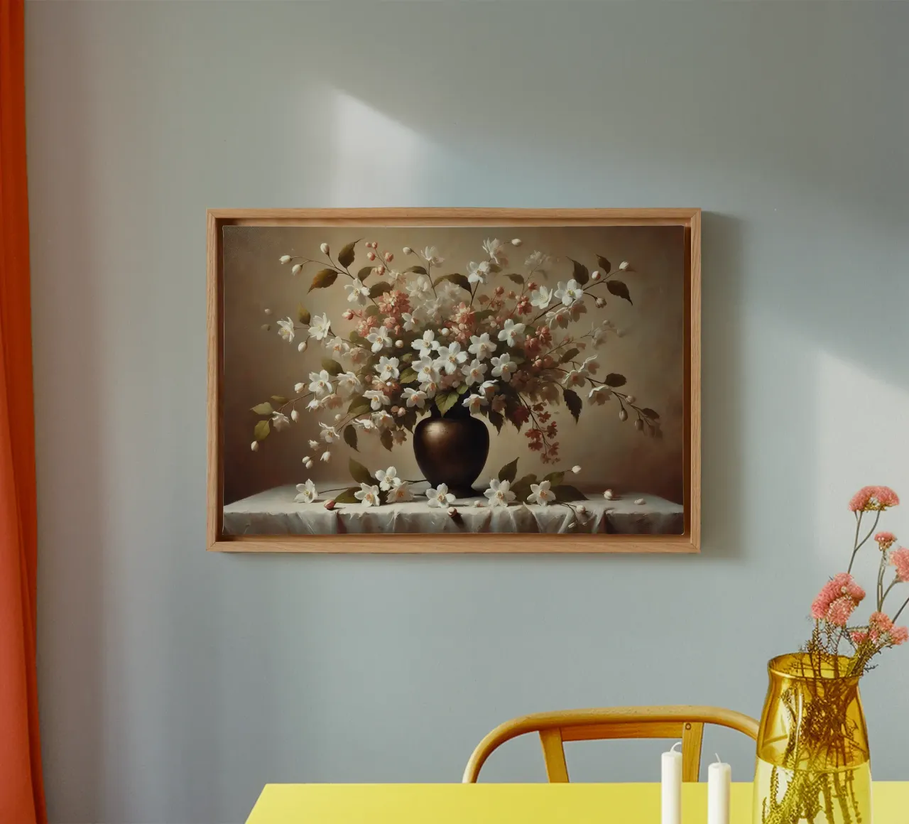 Victorian Jasmine Bouquet canvas with Floater frame by VintageBotanics