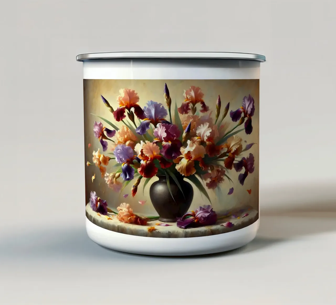 Bouquet di iris vittoriano tazza in smalto da VintageBotanics