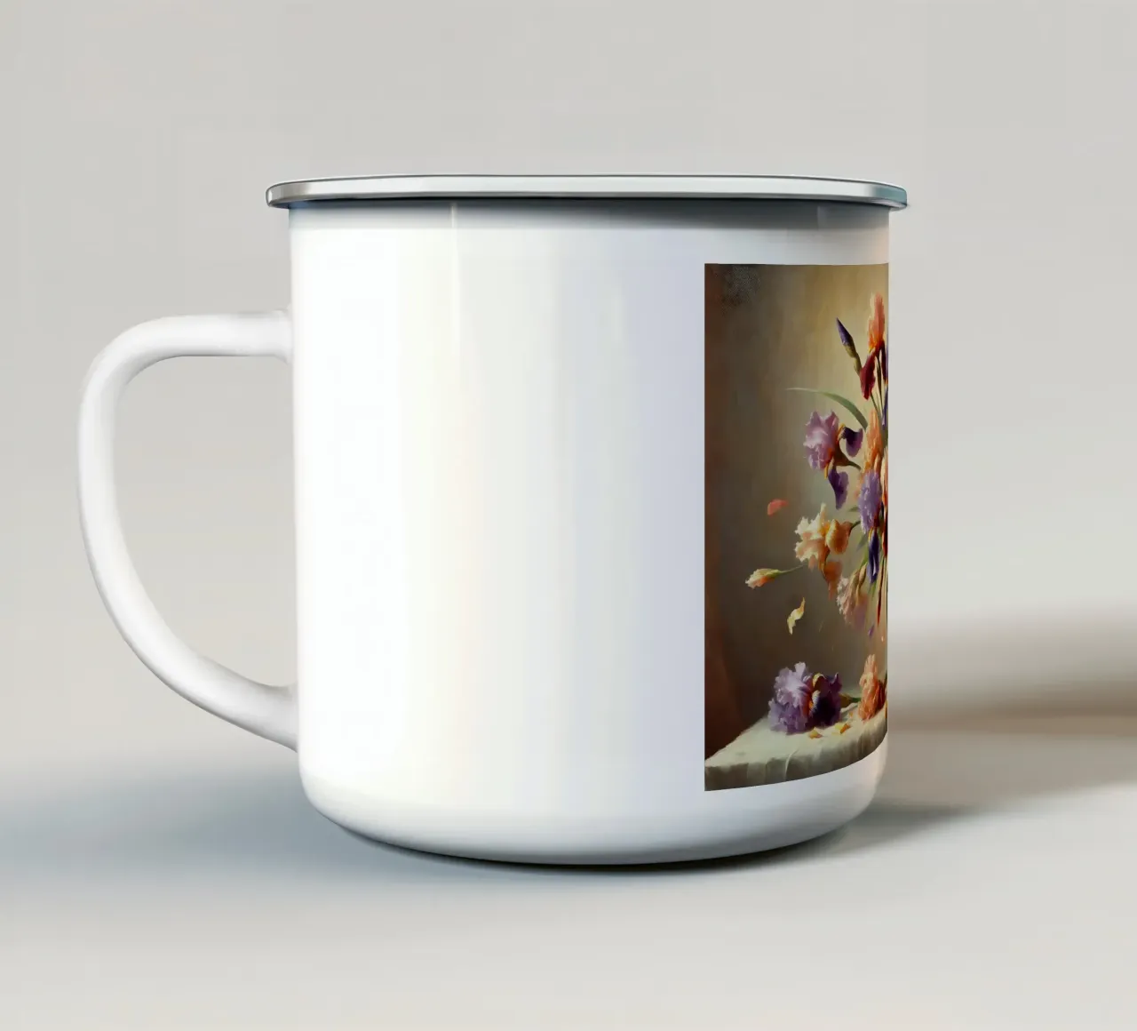 Bouquet di iris vittoriano tazza in smalto da VintageBotanics