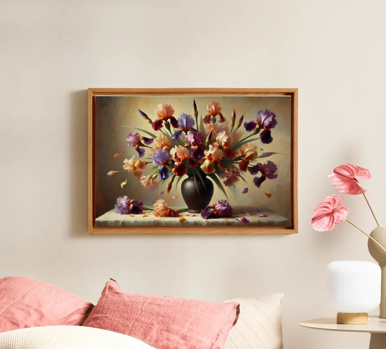 Victorian Iris Bouquet canvas with Floater frame by VintageBotanics