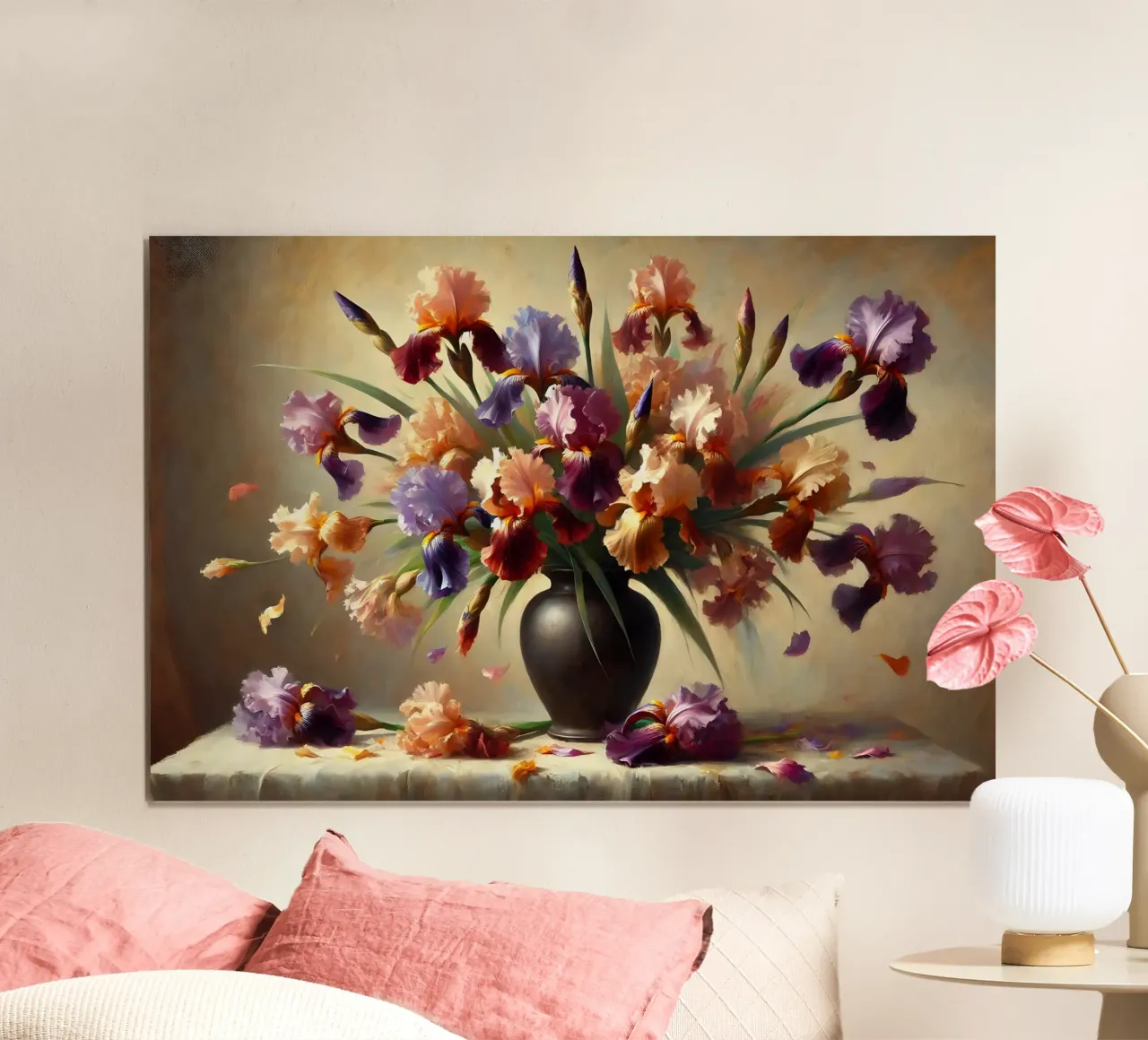 Bouquet di iris vittoriano poster con telaio in alluminio da VintageBotanics