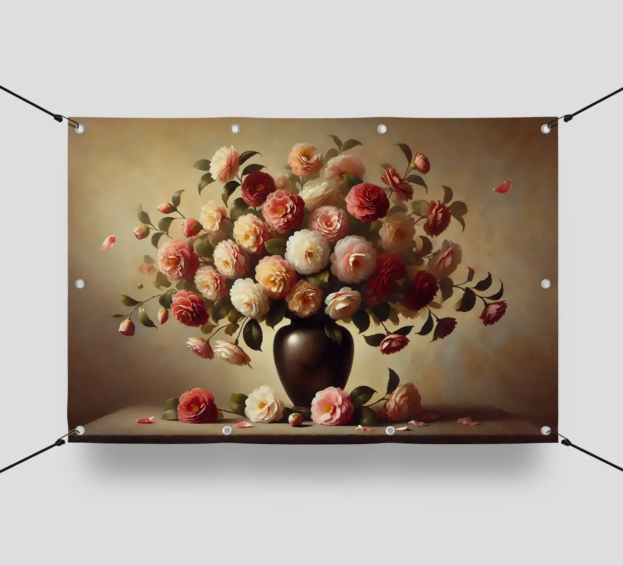 Bouquet di camelie vittoriane telo in pvc da VintageBotanics