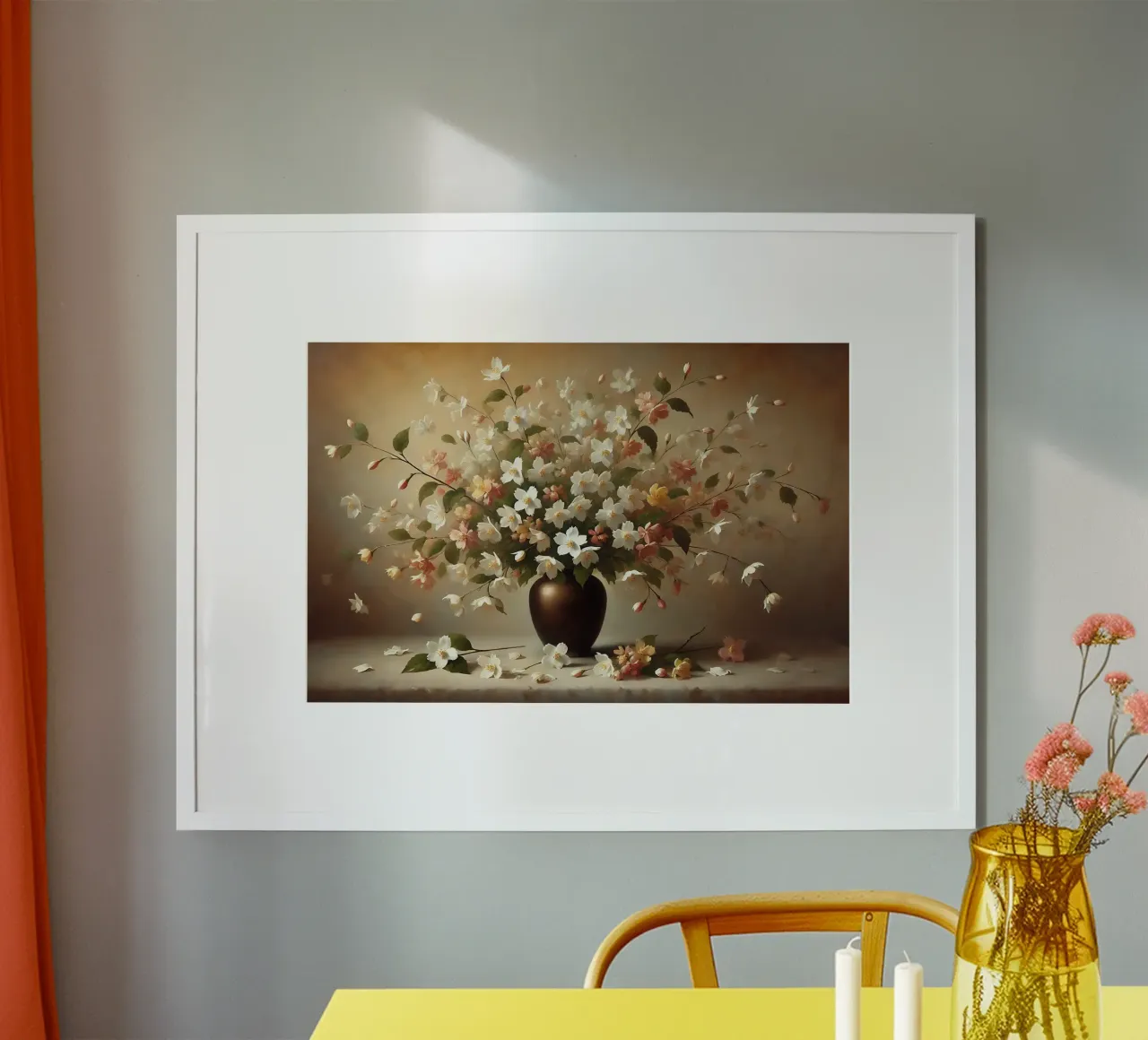 Bouquet di gelsomino vittoriano poster con telaio in plastica da VintageBotanics