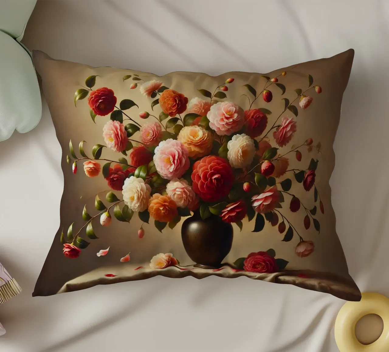 Bouquet di camelie vittoriane cuscino da VintageBotanics