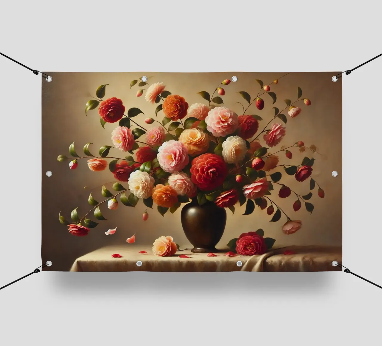 Bouquet di camelie vittoriane telo in pvc da VintageBotanics