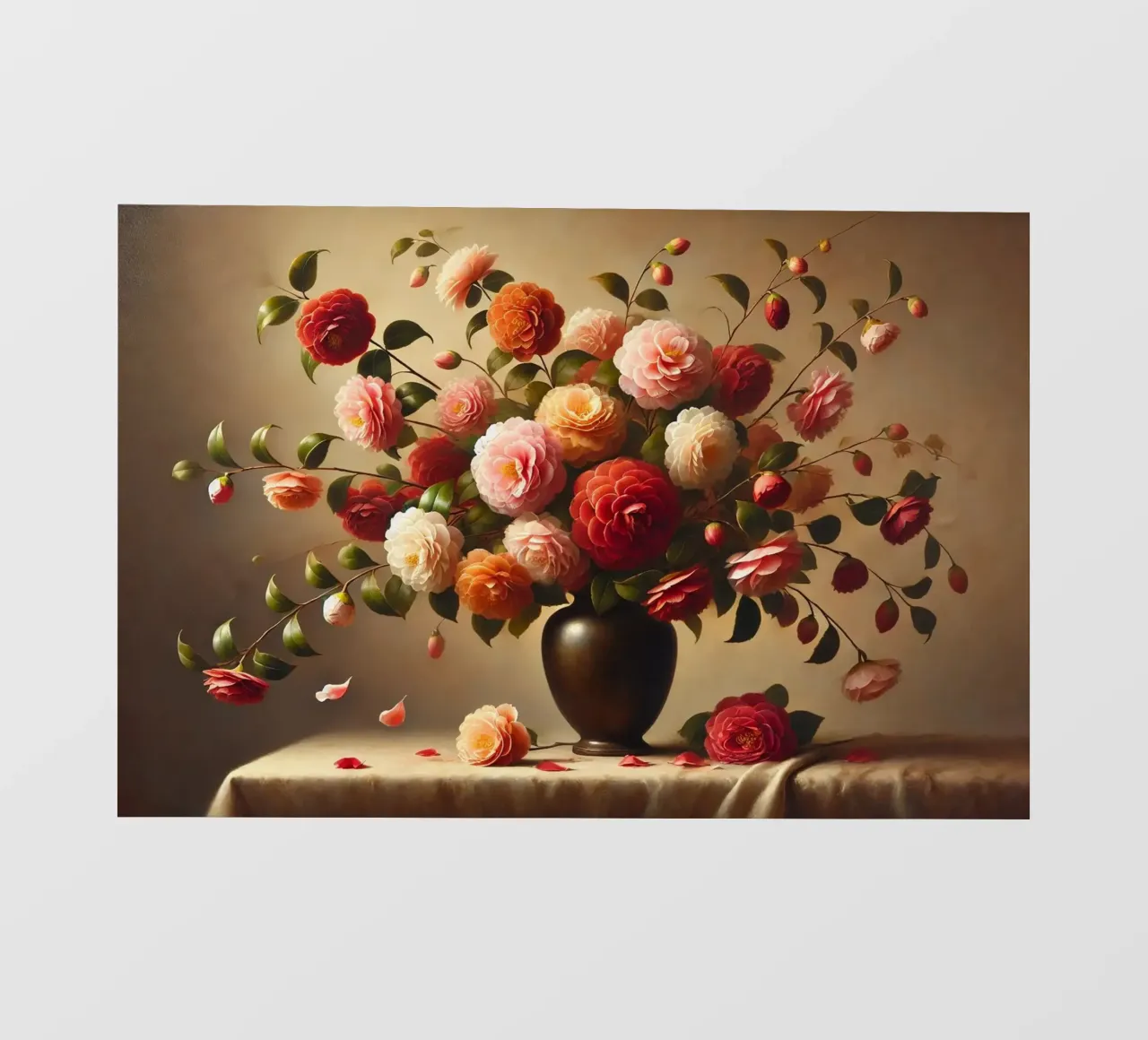Bouquet di camelie vittoriane telo in pvc da VintageBotanics