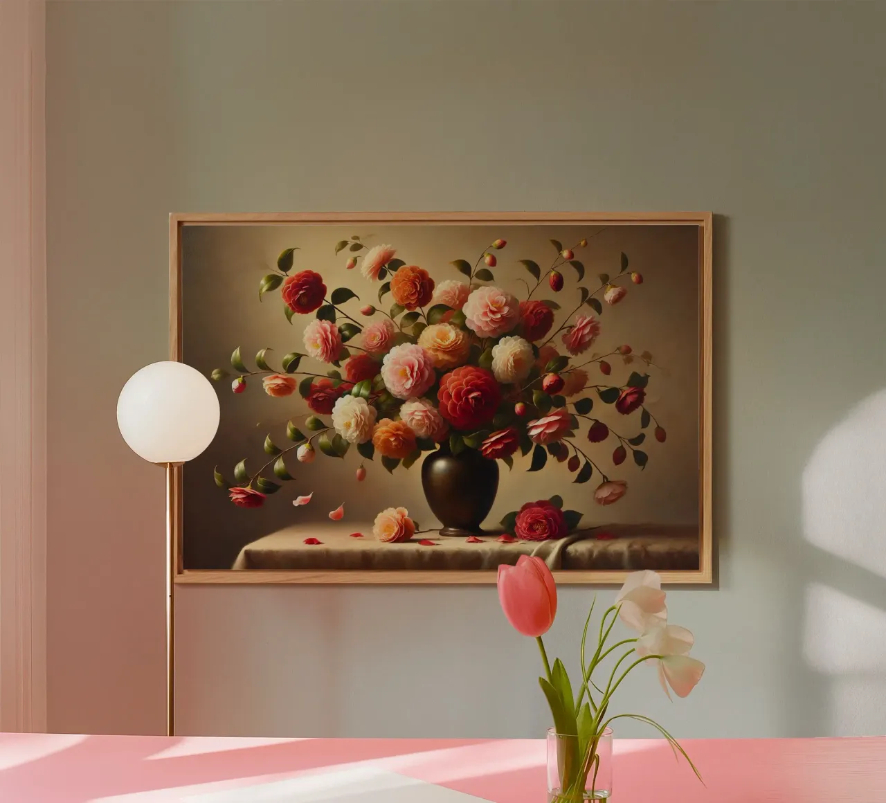 Bouquet di camelie vittoriane alluminio dibond da VintageBotanics