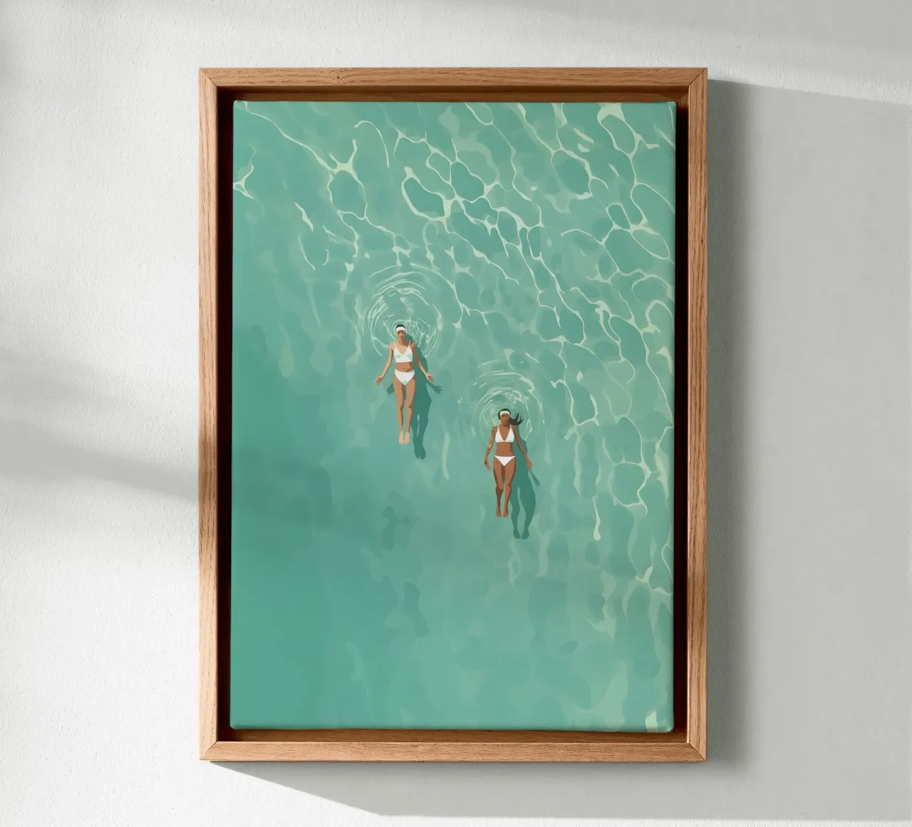 Floating Swimmers, Minimalist Pool Art canvas with Floater frame by dawnthesea