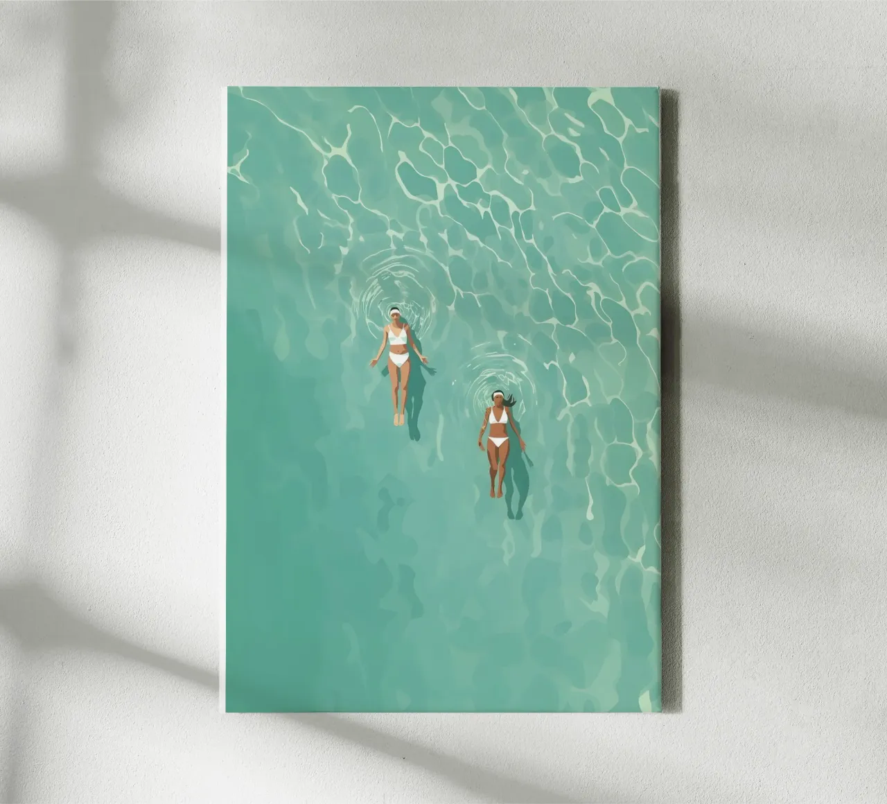 Floating Swimmers, Minimalist Pool Art canvas with Floater frame by dawnthesea