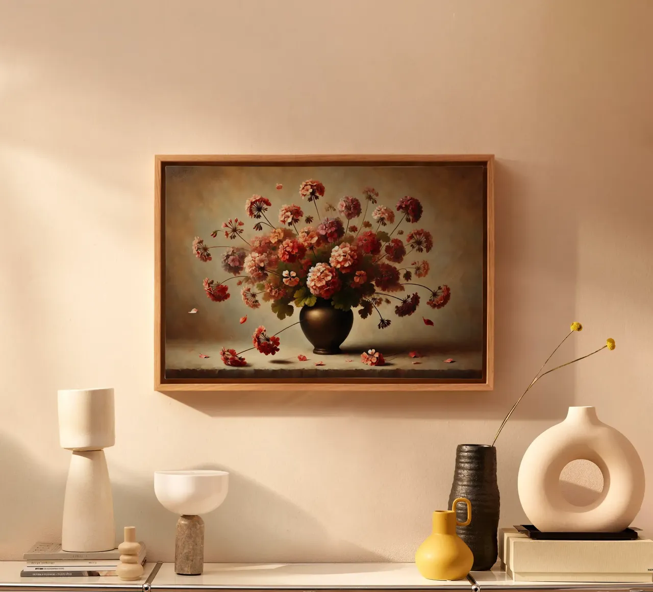 Bouquet di gerani vittoriani tela con Cornice a cassetta da VintageBotanics