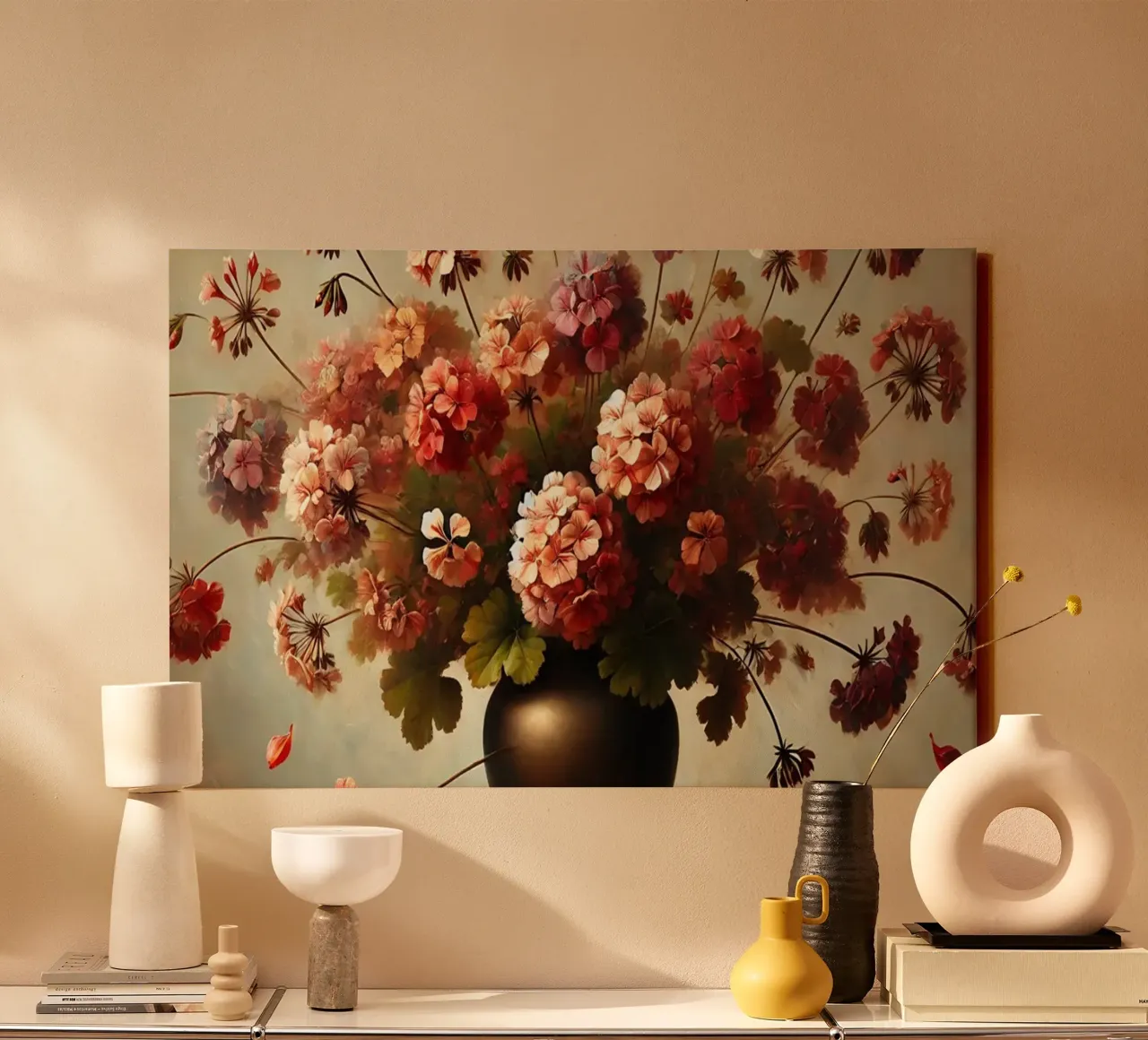 Bouquet di gerani vittoriani tela con Cornice a cassetta da VintageBotanics