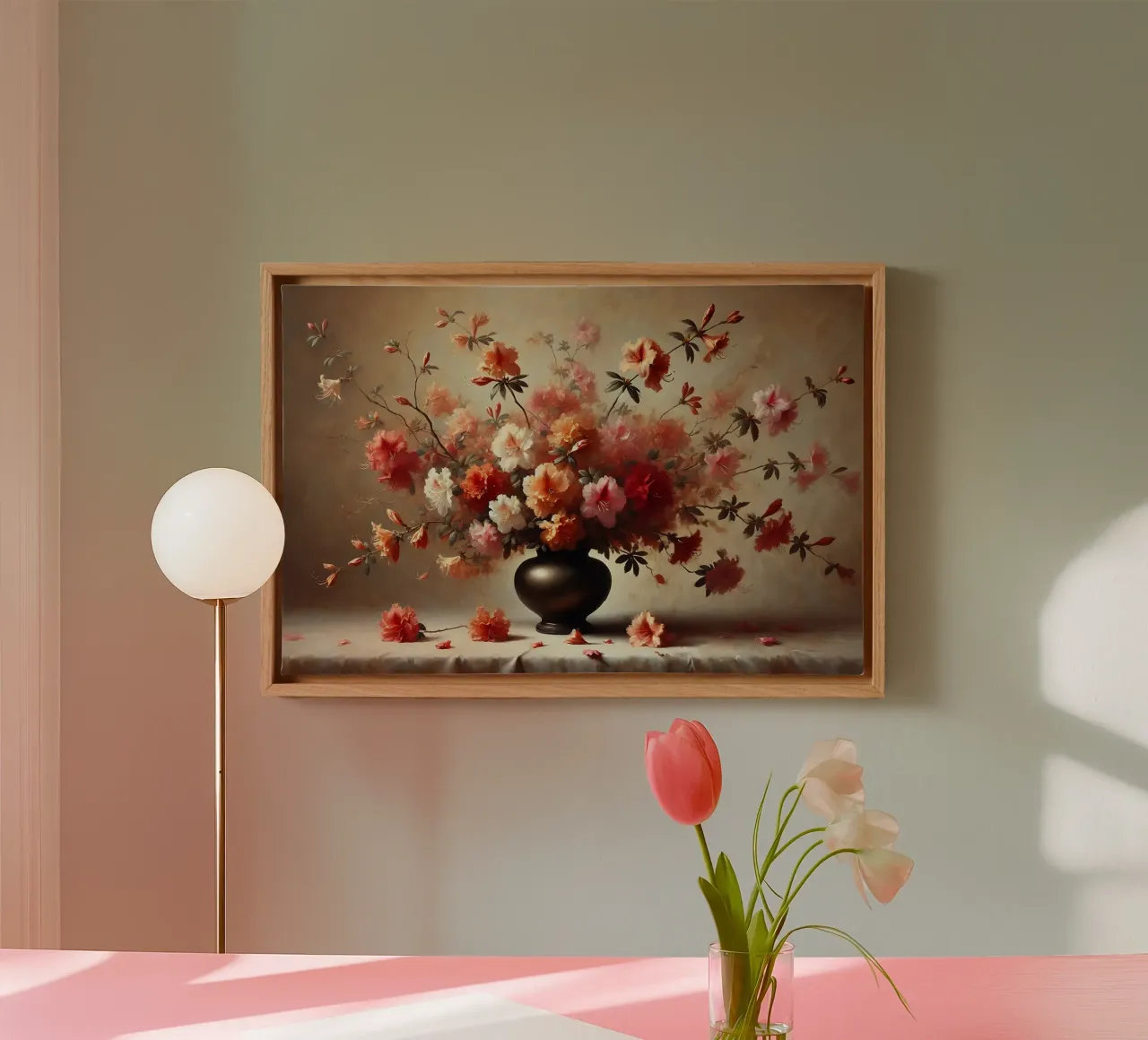 Bouquet di azalee vittoriane tela con Cornice a cassetta da VintageBotanics