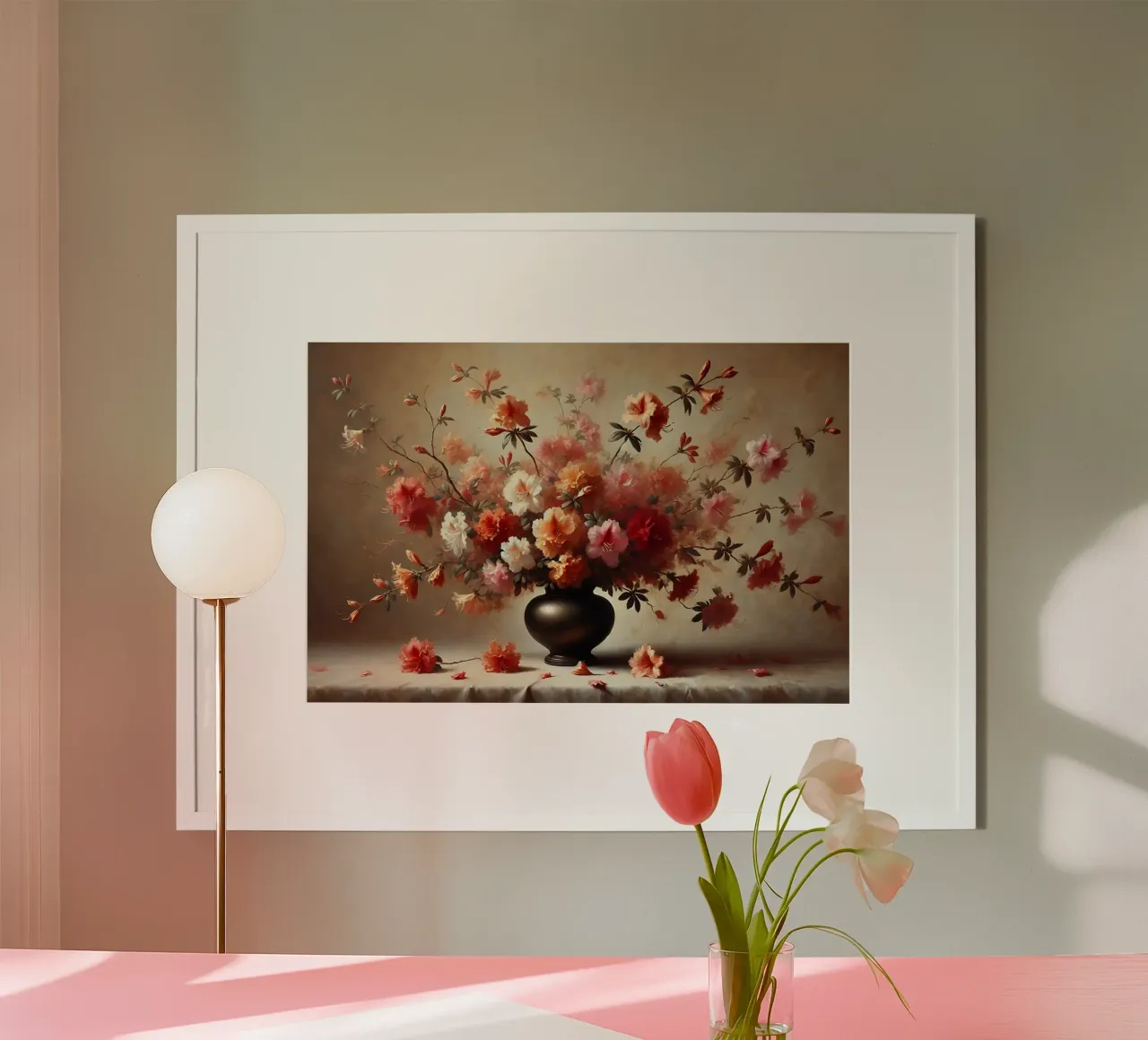 Bouquet di azalee vittoriane poster con telaio in legno da VintageBotanics