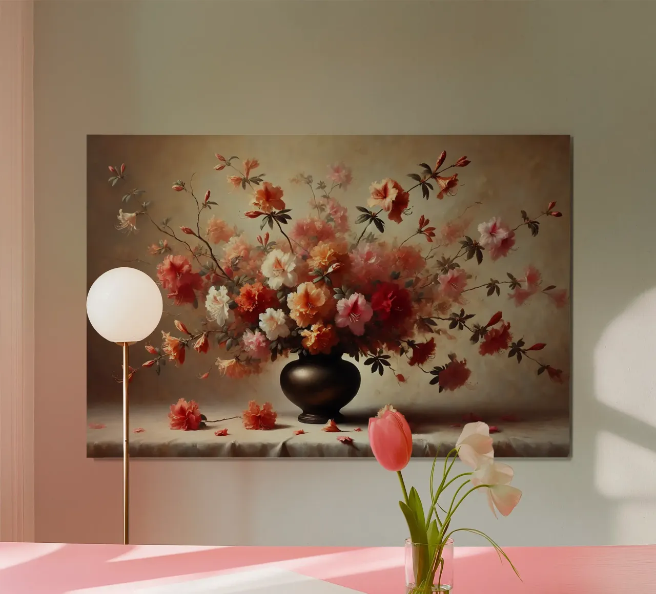 Bouquet di azalee vittoriane poster con telaio in legno da VintageBotanics