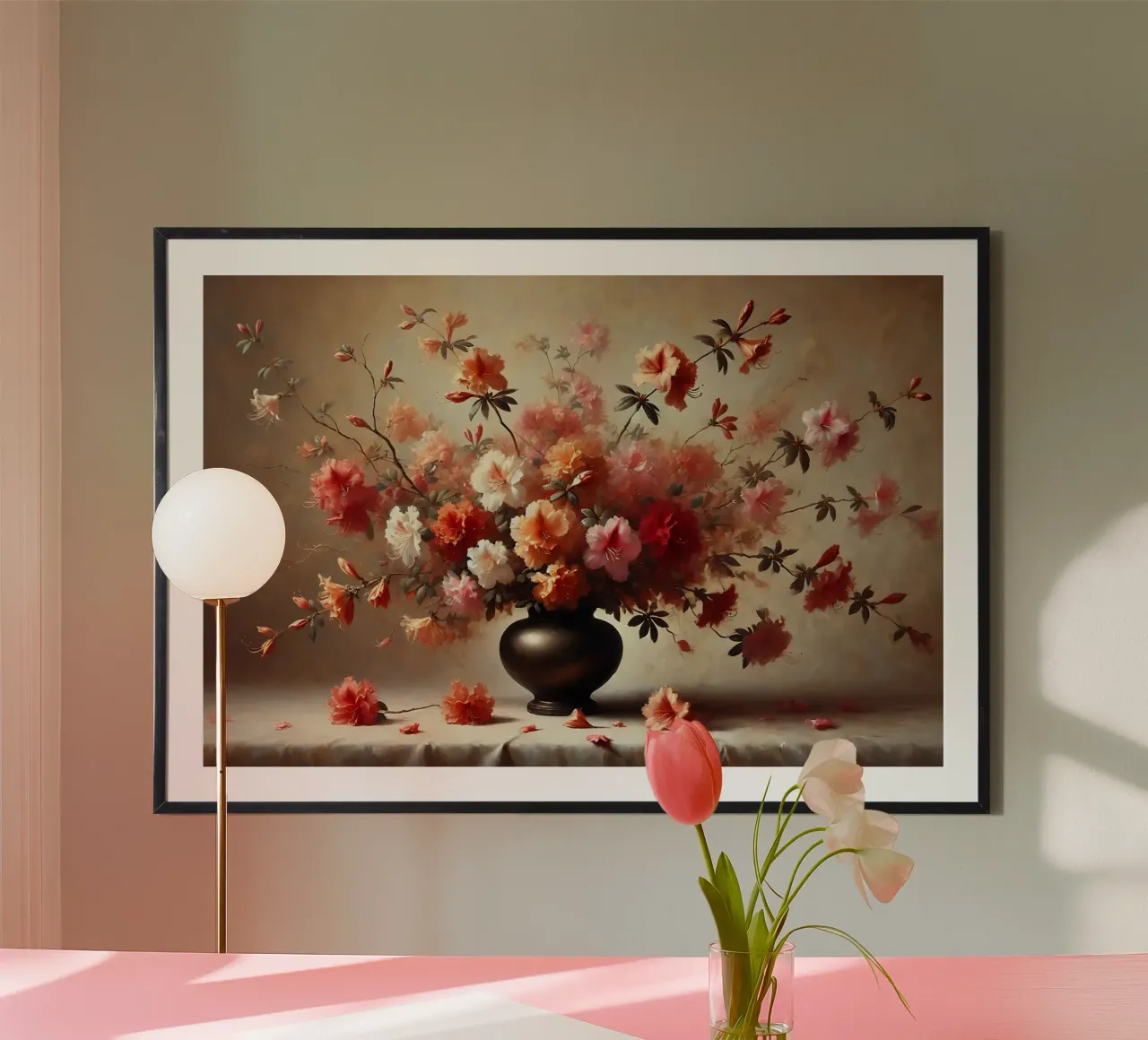 Bouquet di azalee vittoriane poster con telaio in legno da VintageBotanics