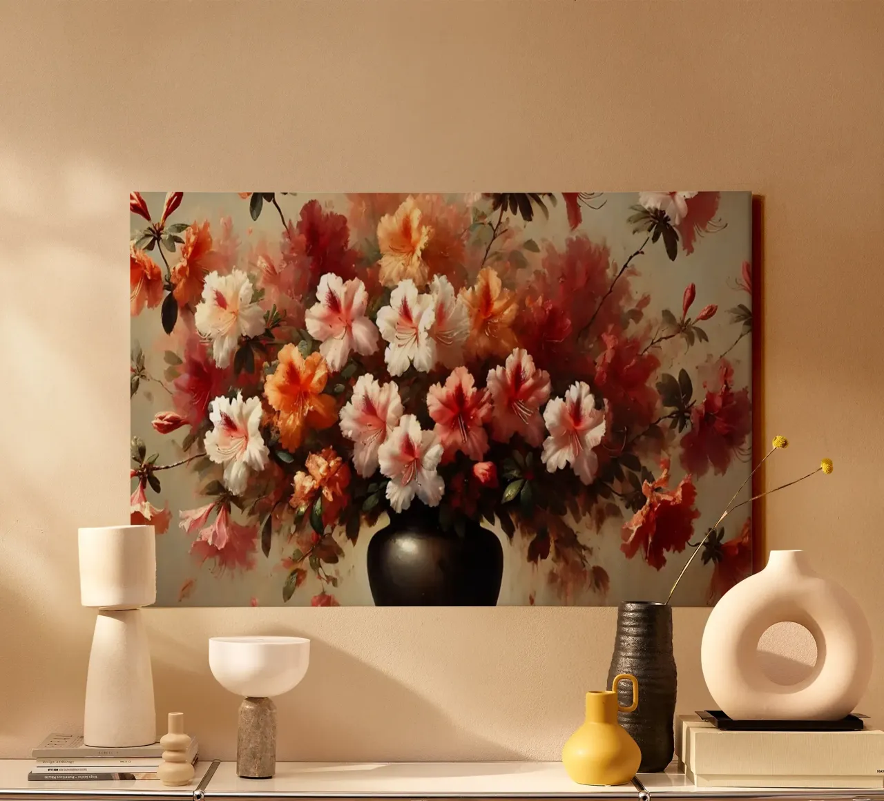 Ramo de azaleas victorianas lienzo con Marco flotante de VintageBotanics