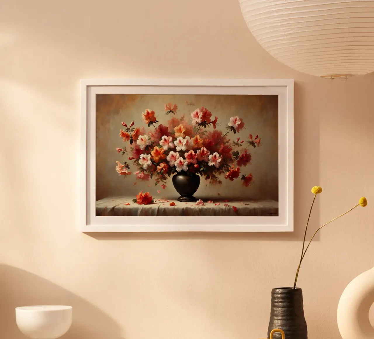 Bouquet di azalee vittoriane poster con telaio in alluminio da VintageBotanics
