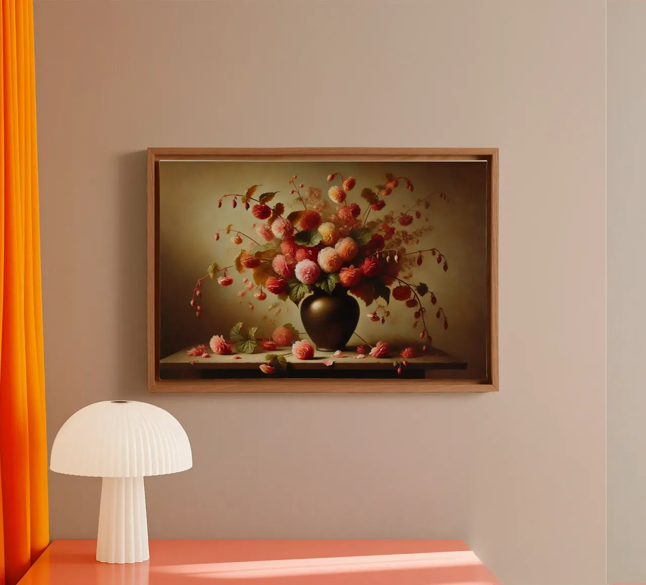 Victorian Begonia Bouquet canvas with Floater frame by VintageBotanics